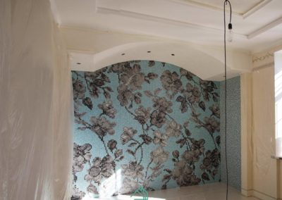 Фотография реализации мозаичного полотна в ванной комнате