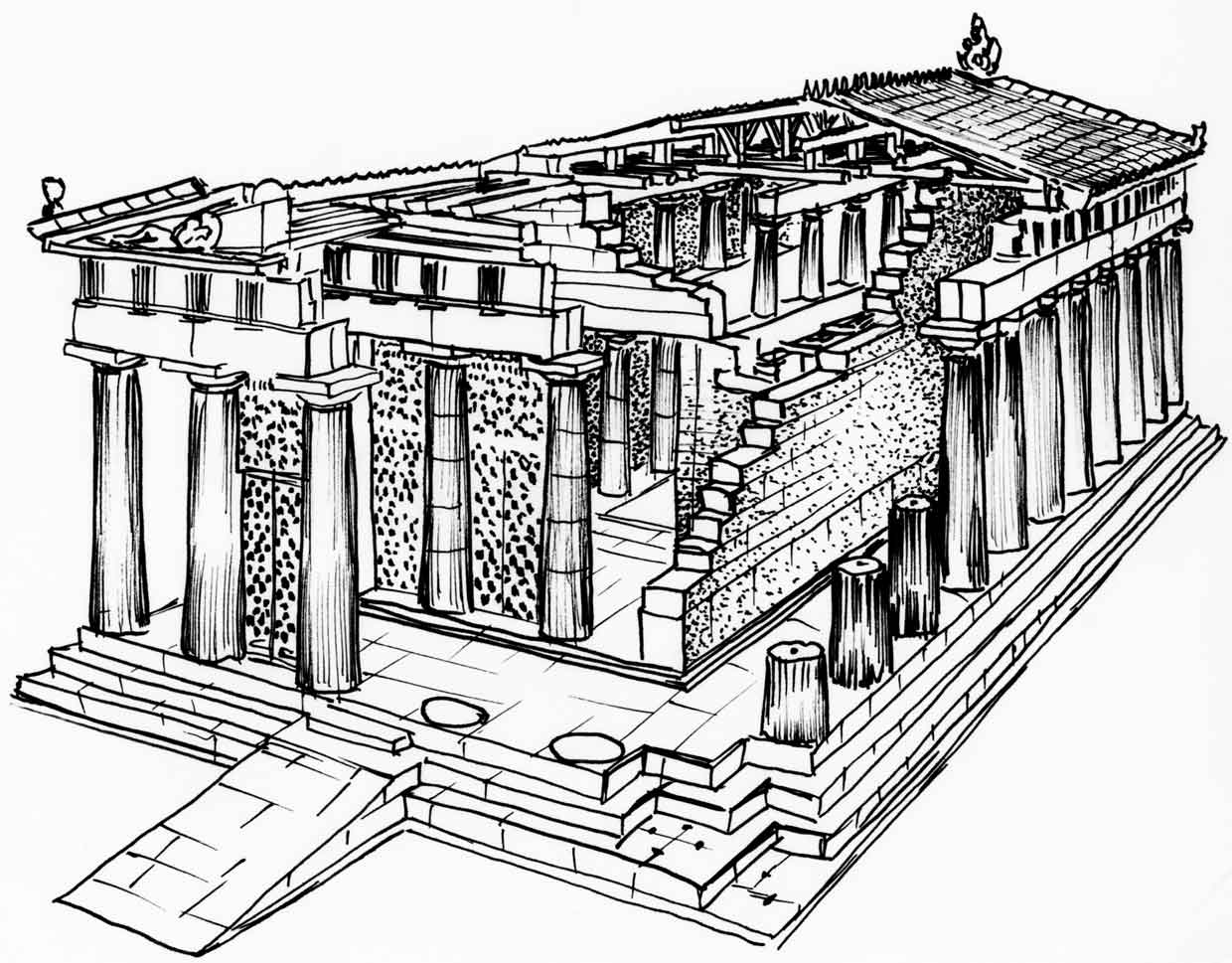 Устройство конструктивной схемы классического античного храма