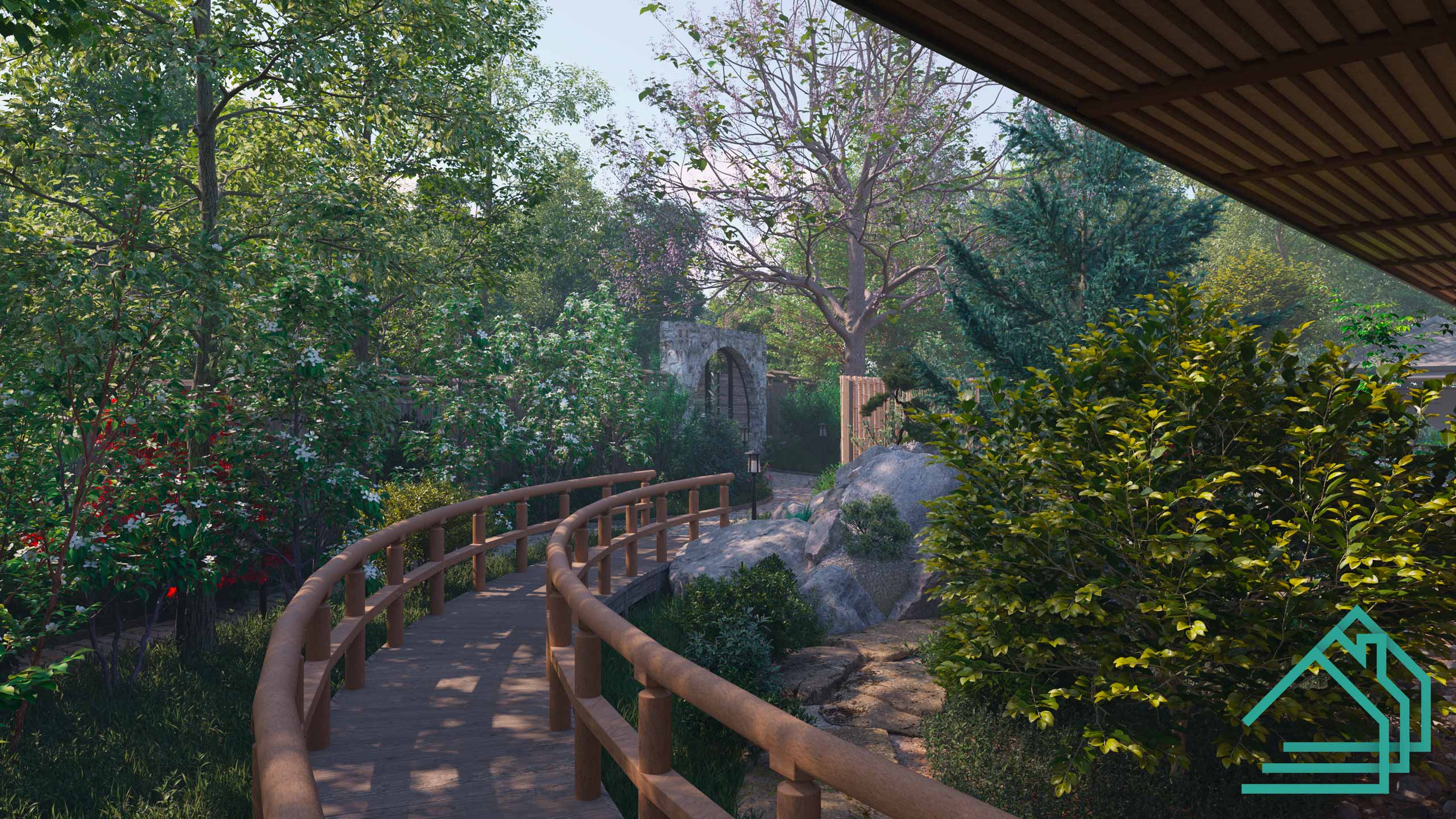 Дизайн проект загородного дома в японском стиле фото
